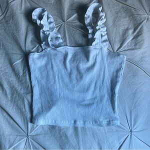 NWOT Garage White Ruffle Strap Tank Top